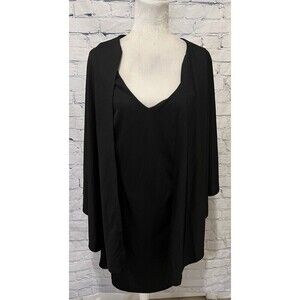 Eloquii Cape Knee Length Dress Black Plus Size 16